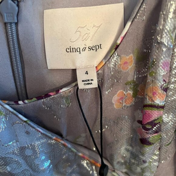 cinq a sep Women's Gray Multi Lurex Claudette Floral Trevor Dress - Picture 5 of 6